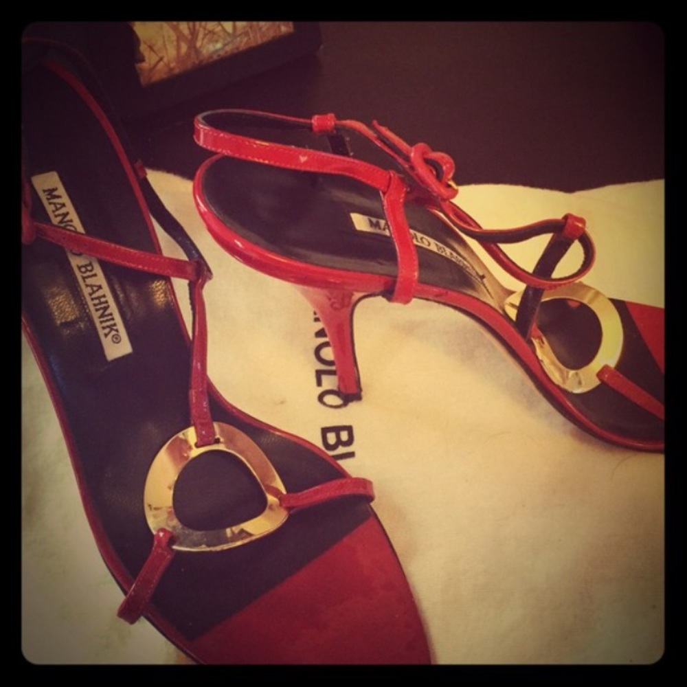 Manolo Blahnik Red Sandal Heels